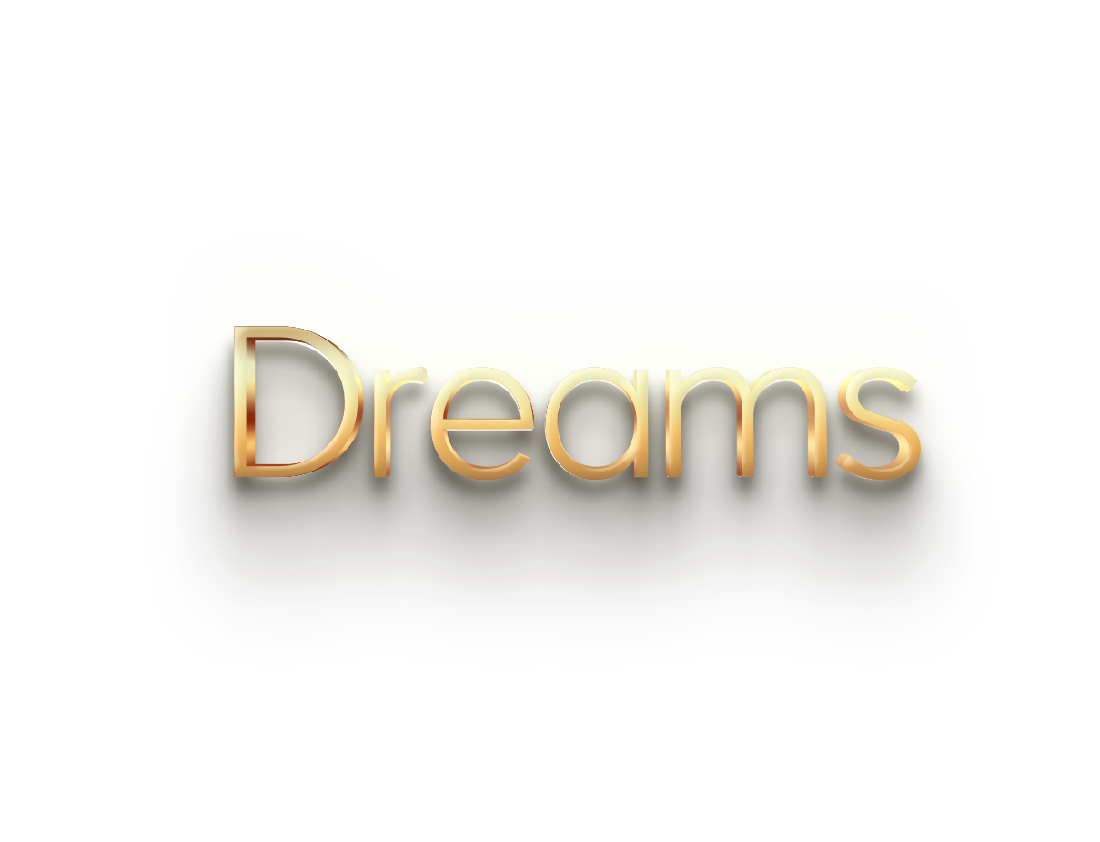WORD DREAMS gold 3D text effects art typography PNG images free